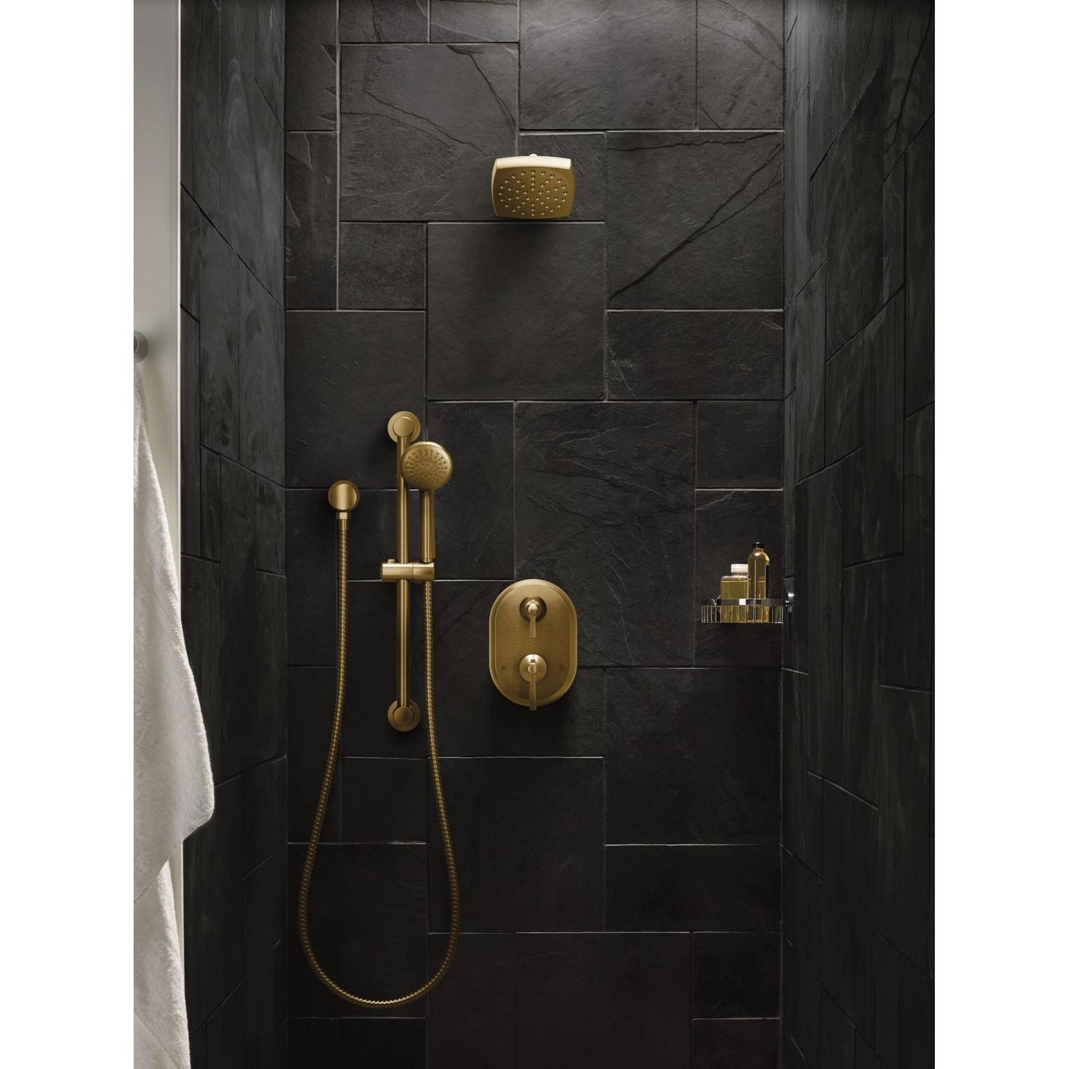 MOEN Eco-Performance 3868EPBG Single Function Handheld Shower with 24-Inch Slide Bar in Brushed Gold
