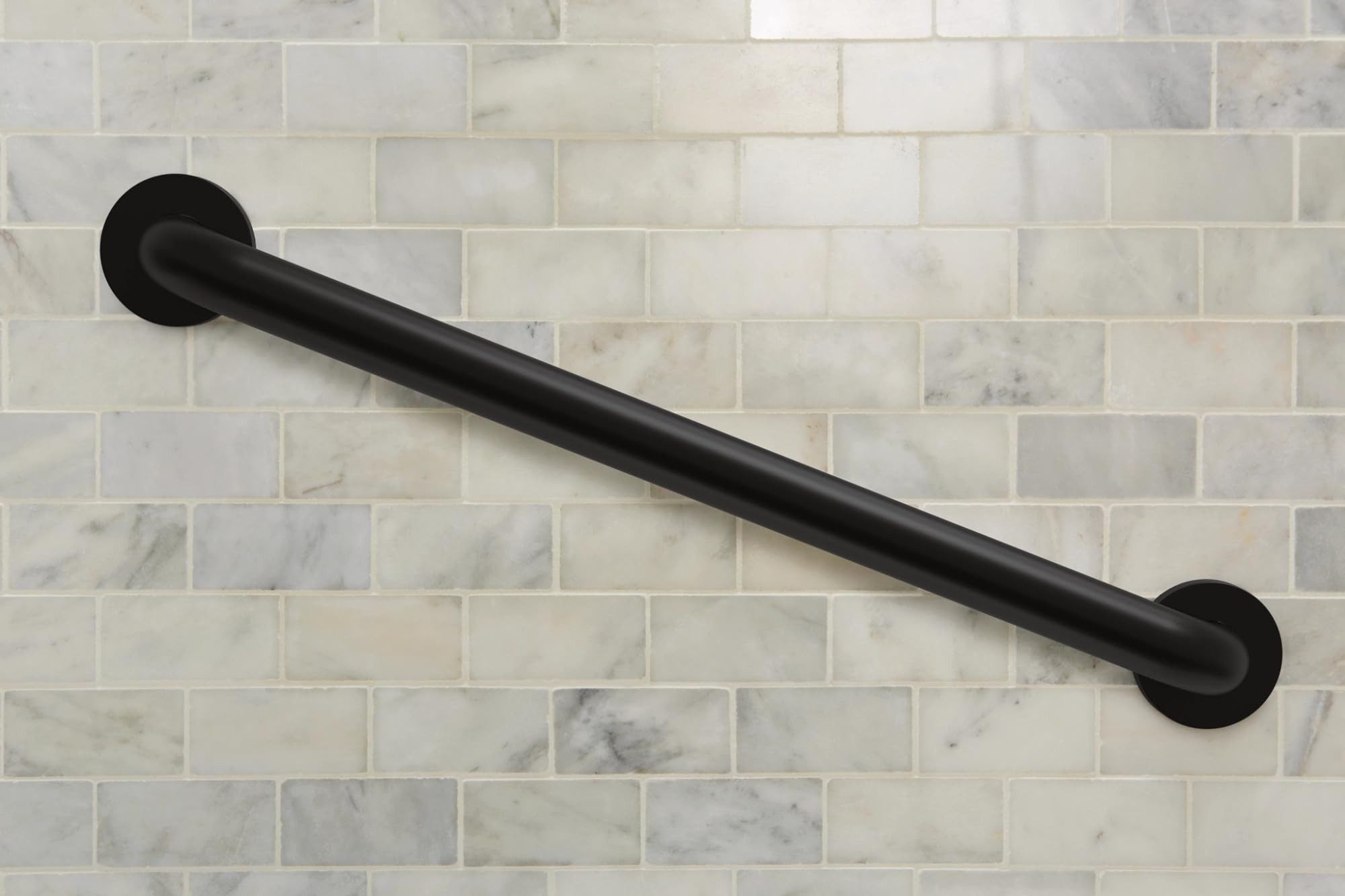 Moen Matte Black 24-Inch Stainless Steel Bath Safety Grab Bar with Concealed Screws, R8924BL