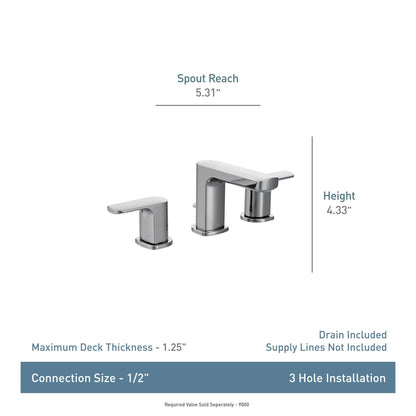 MOEN Rizon T6920BN Two-Handle Widespread Bathroom Faucet in Brushed Nickel (Valve Required)