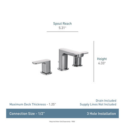 MOEN Rizon T6920 Two-Handle Widespread Bathroom Faucet Trim in Chrome (Valve Required)