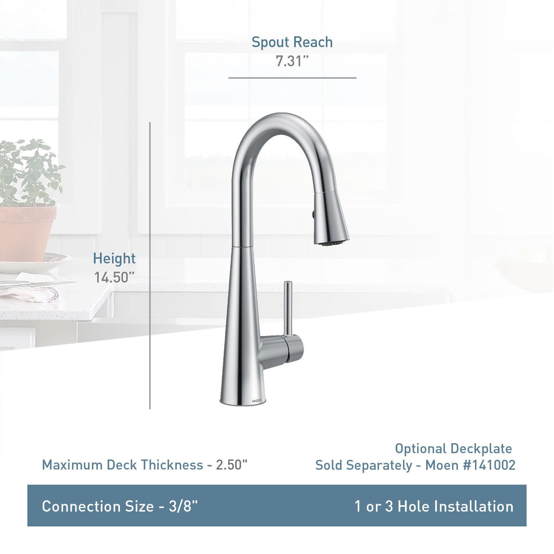 MOEN Sleek 7664 Single-Handle Pull-Down Sprayer Bar Faucet in Chrome