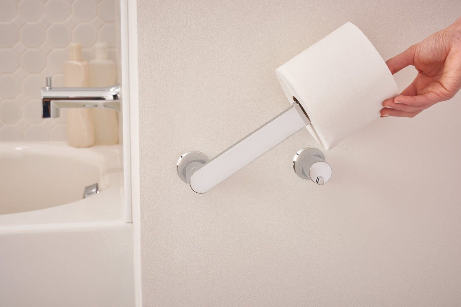 Moen Genta LX Modern Wall Mount Pivoting Toilet Paper Holder for Bathroom, Chrome, BH3808CH