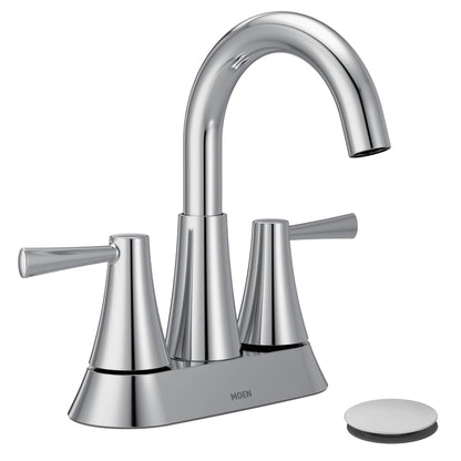 MOEN Ronan 84022 Two-Handle 4-Inch Centerset Bathroom Faucet in Chrome (Drain Included)