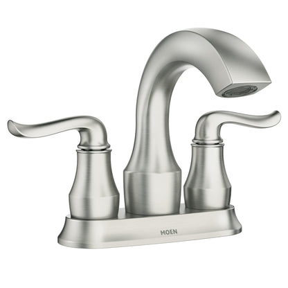 MOEN Hamden 84300SRN Two-Handle 4-inch Centerset Bathroom Faucet in Spot Resist Brushed Nickel