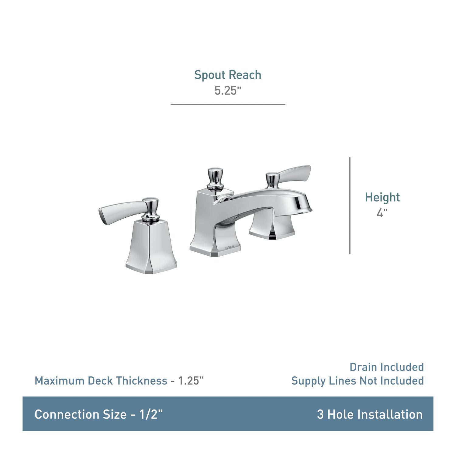 MOEN Conway 84926 Two Handle Widespread Bathroom Sink Faucet in Chrome (Valve Included)