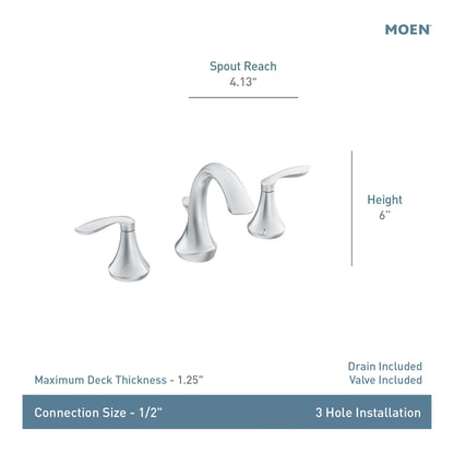 MOEN Eva TV6420BN Two-Handle High Arc Widespread Bathroom Sink Faucet in Brushed Nickel (Valve Included)