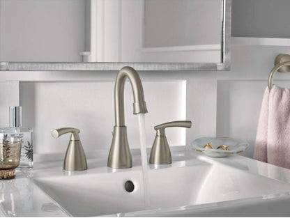 Moen Essie 84716SRN Widespread 2-Handle Bathroom Faucet in Spot Resist Brushed Nickel (Valve Included)