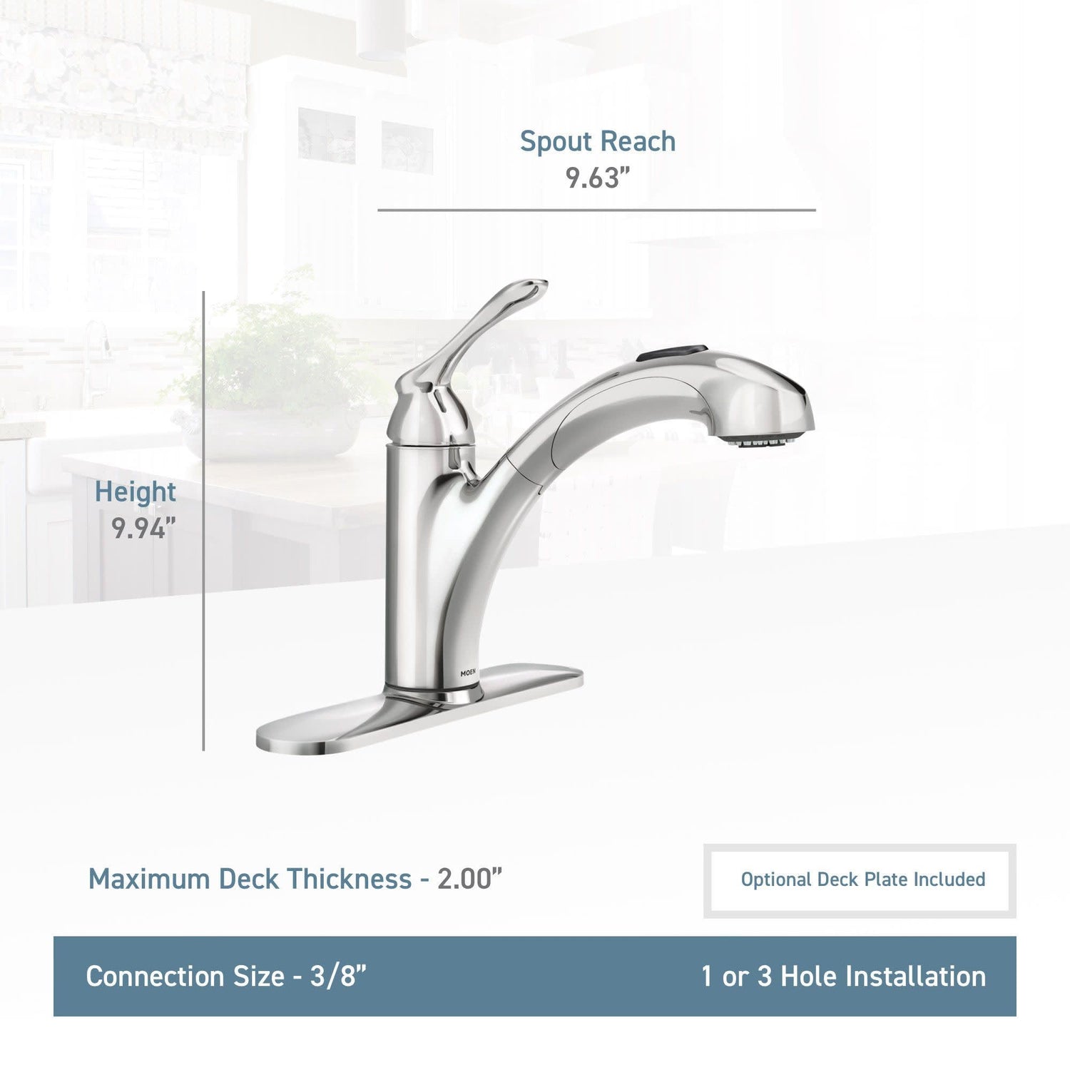 MOEN Banbury 87017W One-Handle Pullout Kitchen Sink Faucet in White