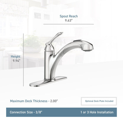 MOEN Banbury 87017W One-Handle Pullout Kitchen Sink Faucet in White