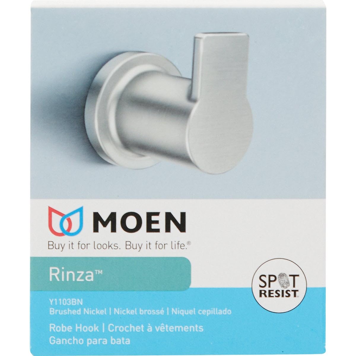 Moen Y1103BN Rinza Spot resist brushed nickel robe hook