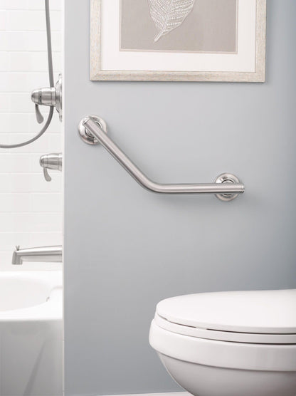 Moen Brushed Nickel Bathroom Safety 16-Inch Stainless Steel Angled Shower Grab Bar for Handicapped or Elderly, RA8716D1GBN