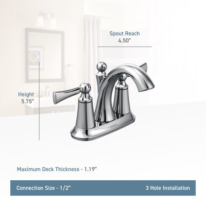 MOEN Wynford 4505ORB Centerset Bathroom Faucet in Bronze, Drain &amp; Valve Included