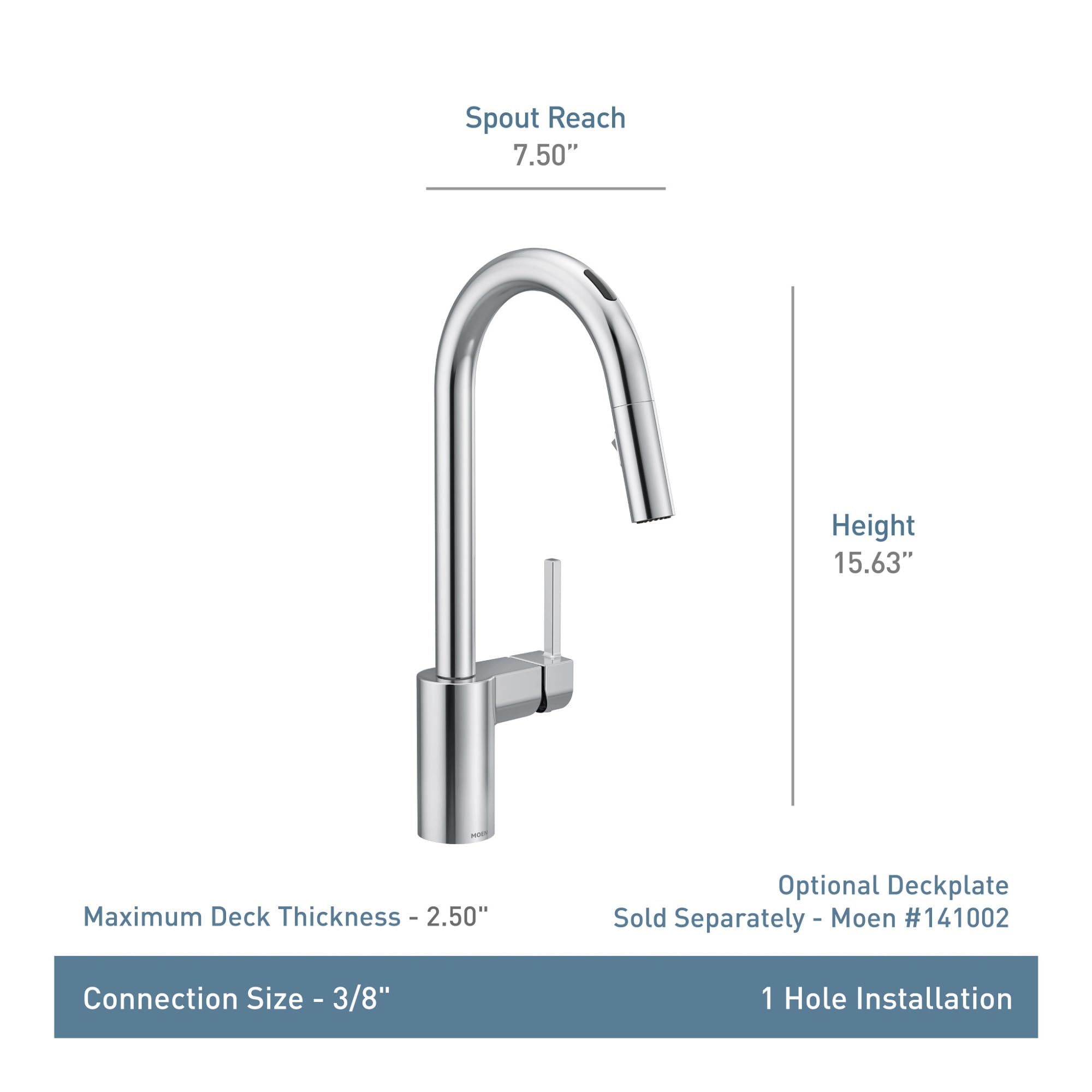 MOEN Align 7565EVC Single-Handle Smart Touchless Pull Down Sprayer Kitchen Faucet with Voice Control and Power Clean in Chrome