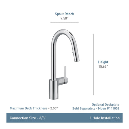 MOEN Align 7565EVC Single-Handle Smart Touchless Pull Down Sprayer Kitchen Faucet with Voice Control and Power Clean in Chrome