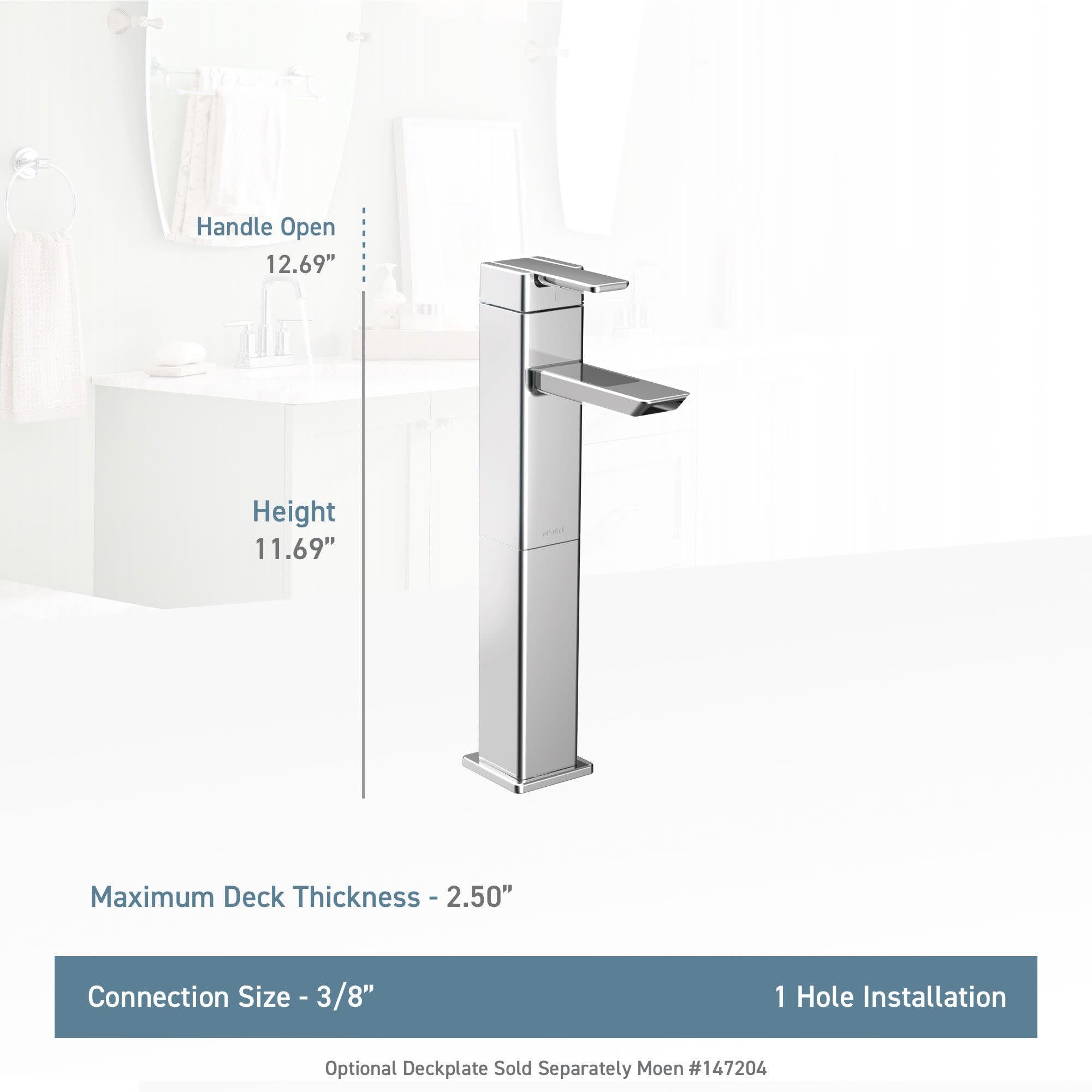 MOEN 90-Degree S6711 One-Handle Vessel Sink Modern Bathroom Sink Faucet in Chrome