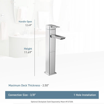 MOEN 90-Degree S6711 One-Handle Vessel Sink Modern Bathroom Sink Faucet in Chrome