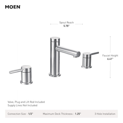 MOEN Align TV6193BG Two-Handle Widespread Bathroom Faucet Trim Kit in Brushed Gold (Valve Included)
