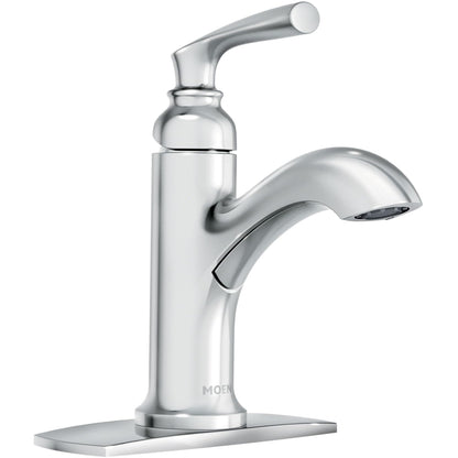 MOEN Hilliard 84535 One-Handle Single-Hole Bathroom Faucet in Chrome (Drain Included)