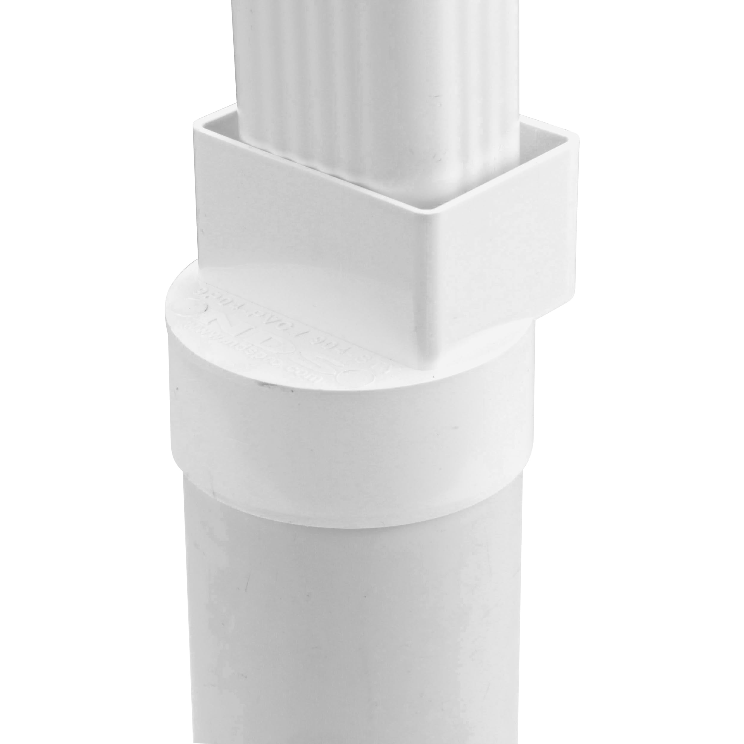 NDS 9P04 PVC Offset Downspout Adapter, Connects 2X3-Inch Downspout to 4-Inch Sewer and Drain Pipe, White
