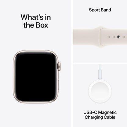 Apple Watch SE (2nd Gen) [GPS 44mm] Smartwatch with Starlight Aluminum Case with Starlight Sport Band S/M. Fitness &amp; Sleep Tracker, Crash Detection, Heart Rate Monitor