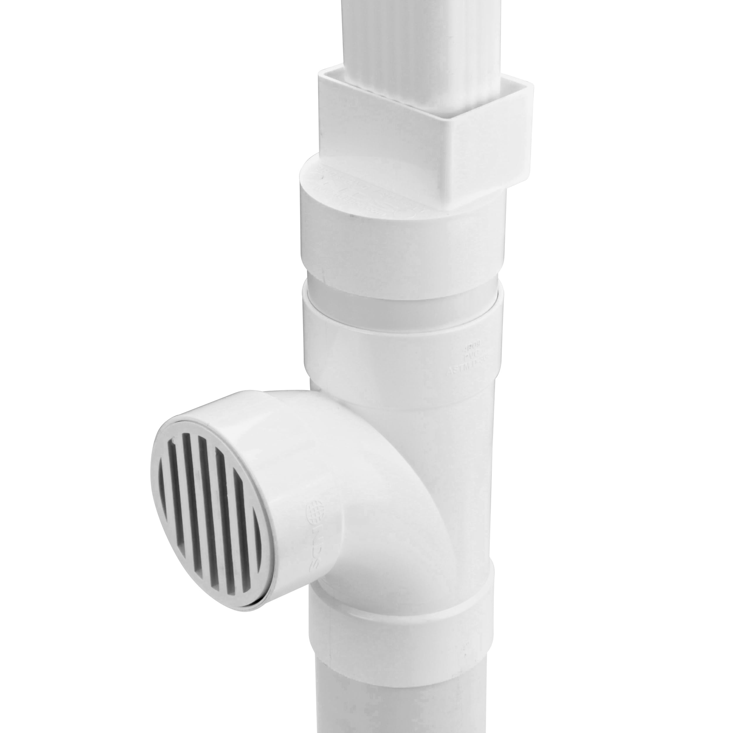 NDS 9P04 PVC Offset Downspout Adapter, Connects 2X3-Inch Downspout to 4-Inch Sewer and Drain Pipe, White