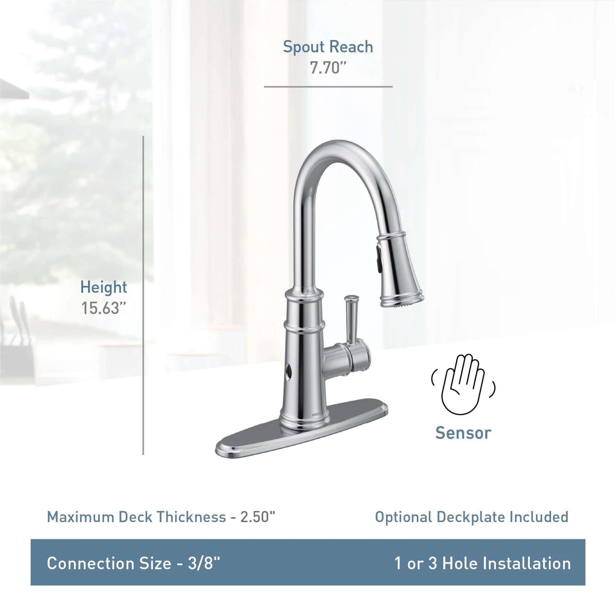 MOEN Belfield 7260EWSRS Motionsense Wave Sensor Touchless One Handle Pulldown Kitchen Faucet in Spot Resist Stainless