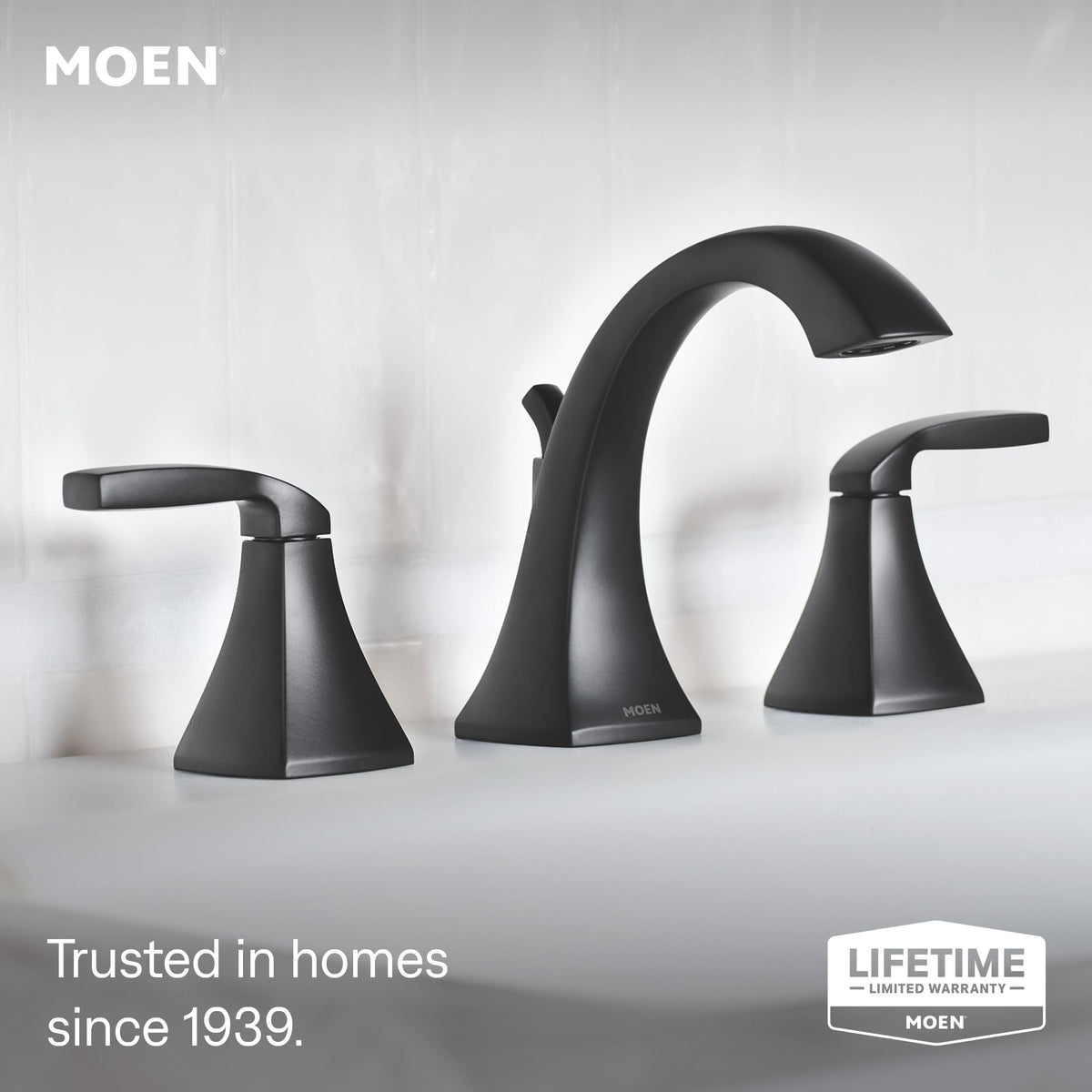 MOEN Voss TV6905BL Widespread Bathroom Sink Faucet, Matte Black (Valve Included)