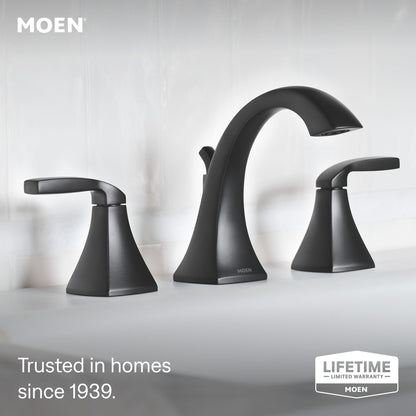 MOEN Voss TV6905BL Widespread Bathroom Sink Faucet, Matte Black (Valve Included)