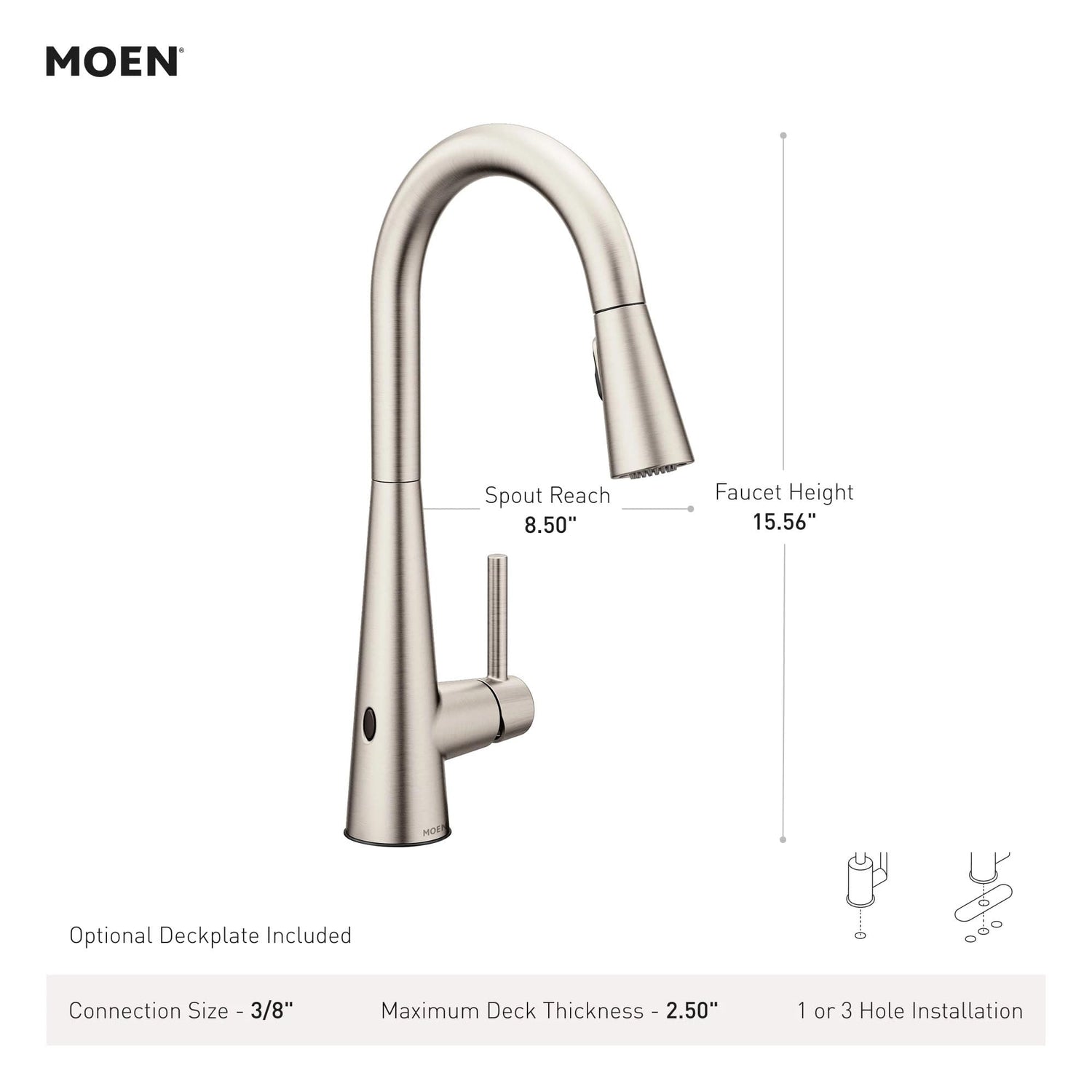 MOEN Sleek 7864EWBG Touchless Single Handle Pull-Down Sprayer Kitchen Faucet with MotionSense Wave in Brushed Gold