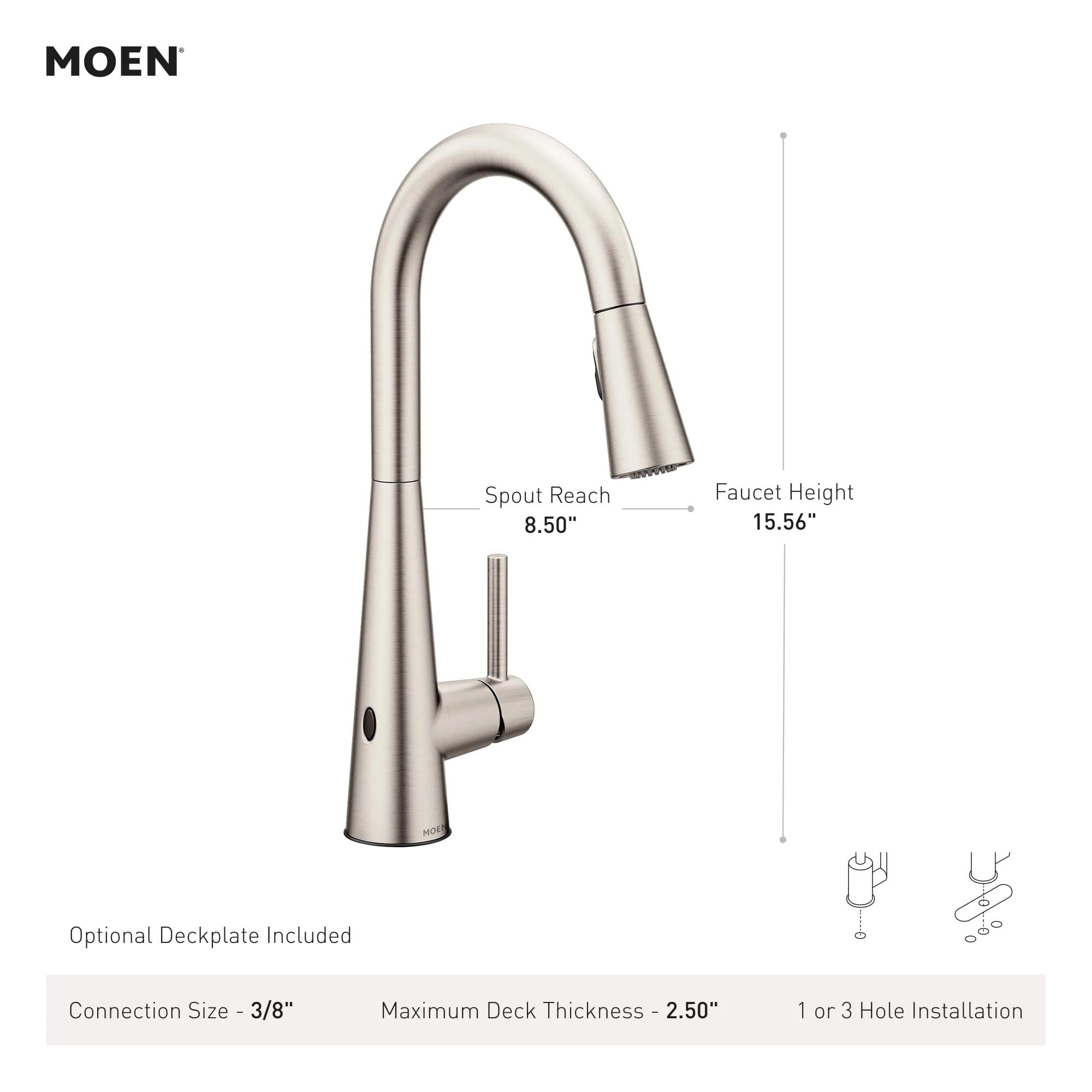 MOEN Sleek 7864EWBG Touchless Single Handle Pull-Down Sprayer Kitchen Faucet with MotionSense Wave in Brushed Gold