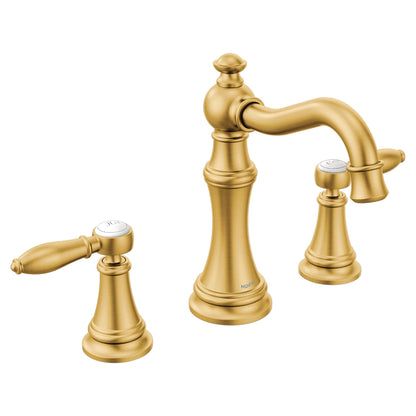 MOEN Weymouth TVS42108BG Two-Handle Widespread Bathroom Faucet Trim Kit in Brushed Gold (Valve Included)