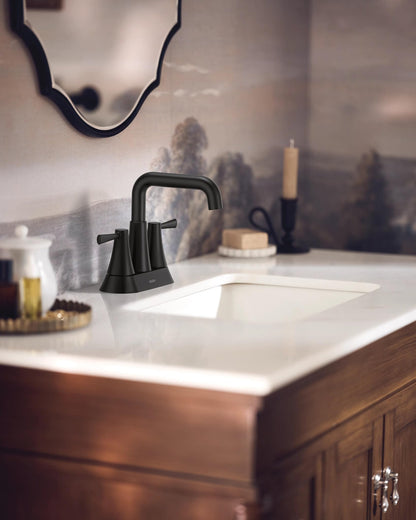 MOEN Ronan 84025BL Centerset Bath Faucet in Matte Black (Drain &amp; Valve Included)