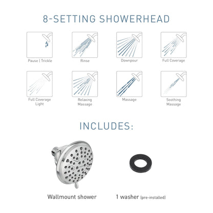 Moen Attune 8-Function Wall Mount Fixed Showerhead, Brushed Nickel, 218W0