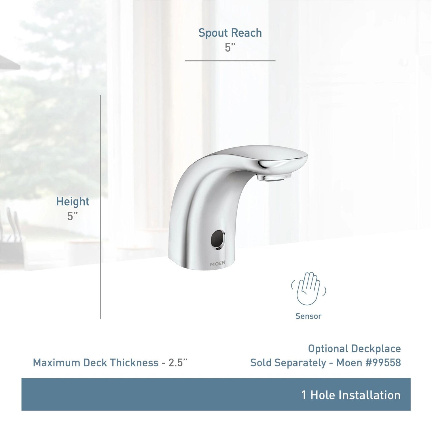 MOEN CA8302 M-POWER Commercial Touchless Single-Hole Bathroom Faucet in Chrome