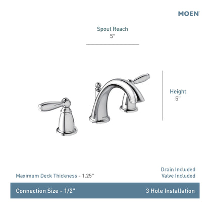 MOEN Brantford TV6620ORB Two-Handle Widespread Bathroom Sink Faucet in Oil-Rubbed Bronze (Valve Included)