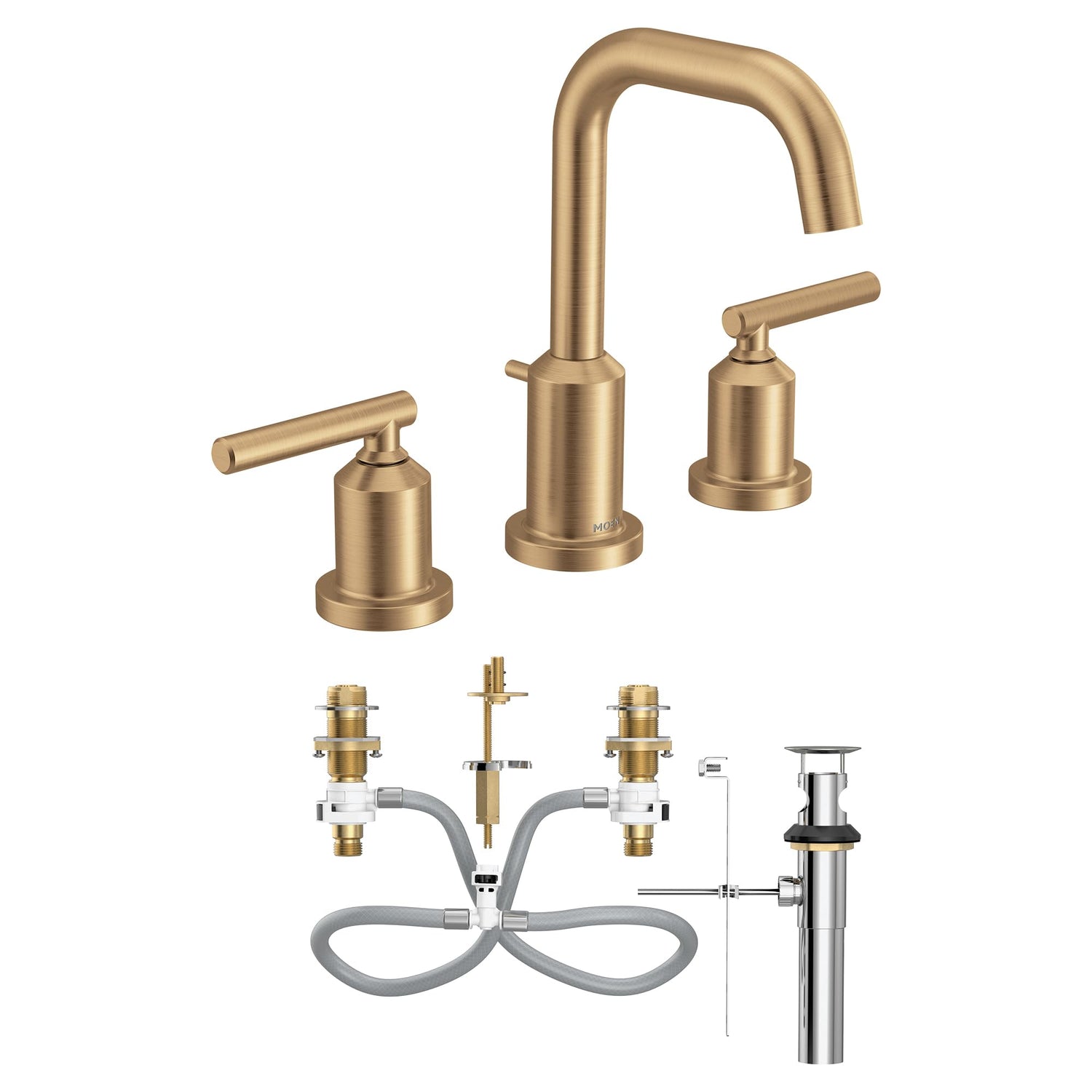 MOEN Gibson TV6142BZG Two-Handle High Arc Widespread Bathroom Sink Faucet in Bronzed Gold (Valve Included)