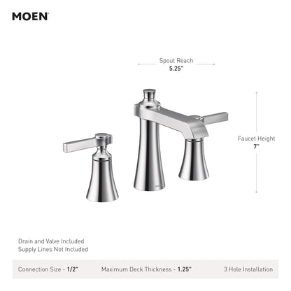 MOEN Flara TVS6984BG Two-Handle 8-Inch Widespread Bathroom Faucet in Brushed Gold (Valve Included)