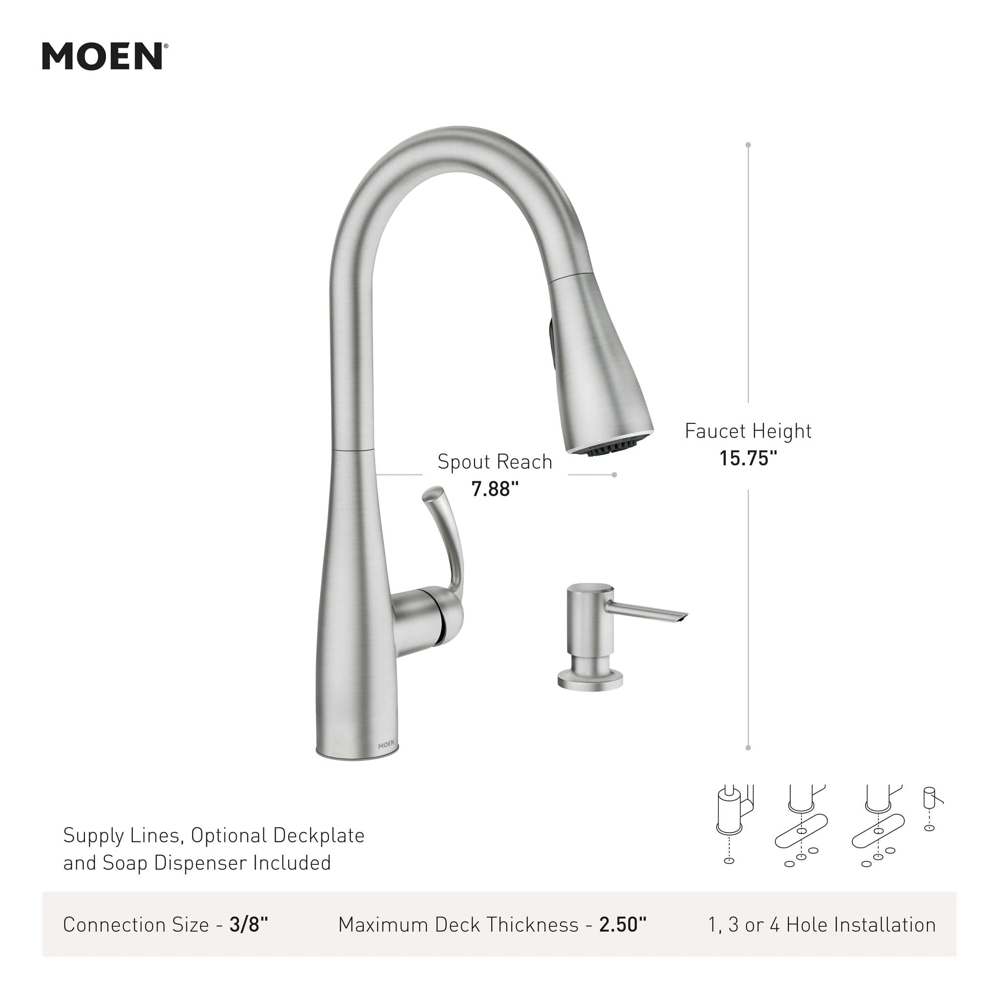 MOEN Essie 87014SRS Single-Handle Pull-Down Sprayer Kitchen Faucet with Reflex and Power Clean in Spot Resist Stainless - Like New