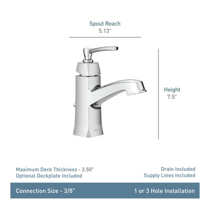 MOEN Conway WS84923SRN One-Handle Single Hole Bathroom Sink Faucet in Spot Resist Brushed Nickel
