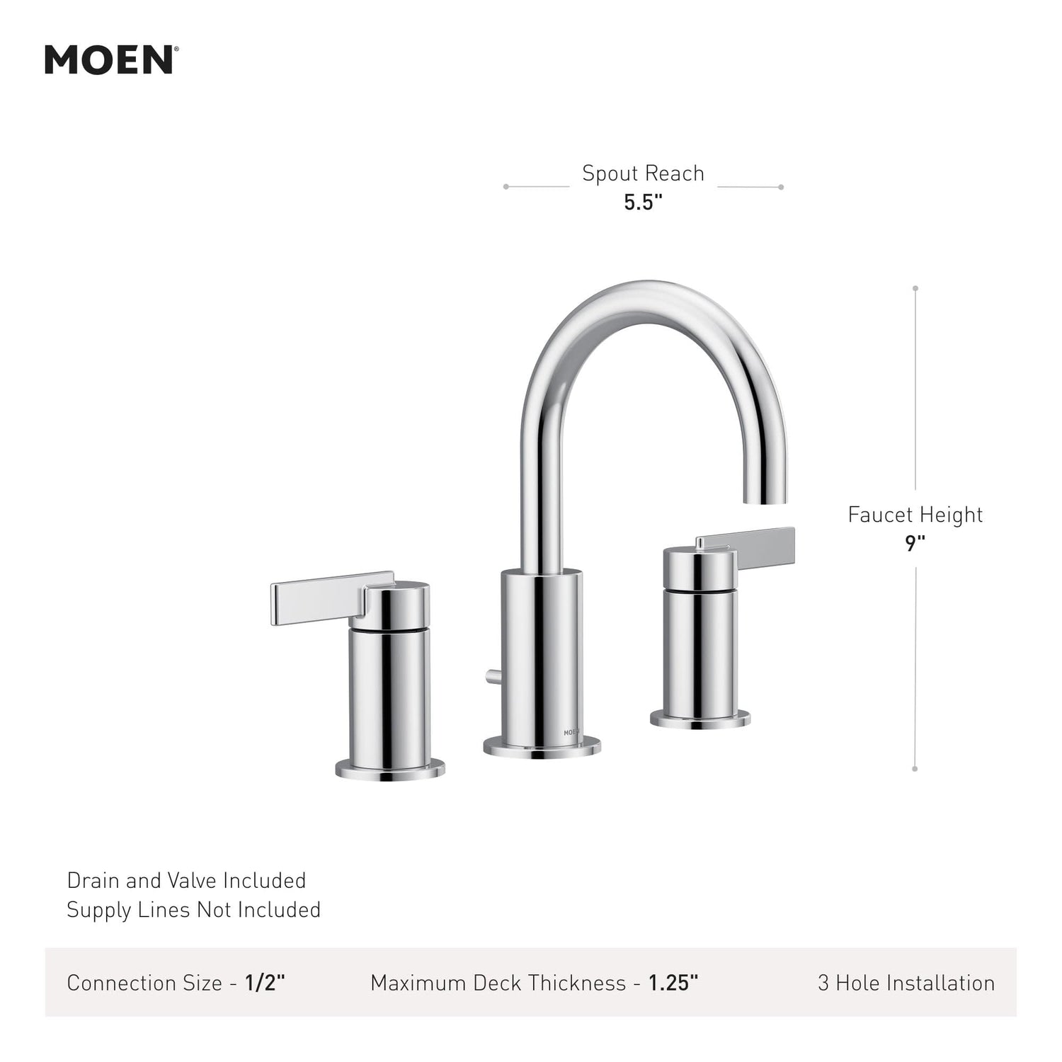 MOEN CIA TV6222BN Two-Handle Widespread Bathroom Sink Faucet in Brushed Nickel (Valve Included)