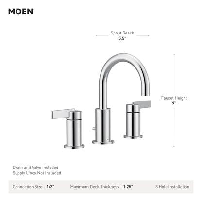 MOEN CIA TV6222BN Two-Handle Widespread Bathroom Sink Faucet in Brushed Nickel (Valve Included)