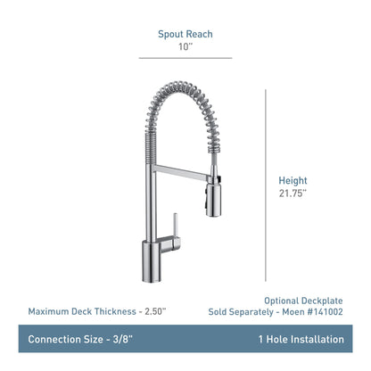 MOEN Align 5923BG Single-Handle Pre-Rinse Spring Pull-Down Sprayer Kitchen Faucet with Power Boost in Brushed Gold - Like New