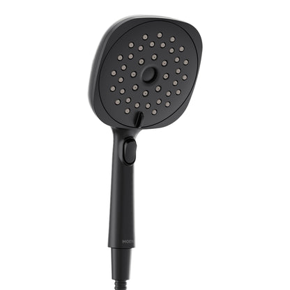 Moen Verso Eco-Performance Infiniti Dial Square Handheld Shower, 6-Inch Diameter Spray Head, Matte Black, 220H4EPBL