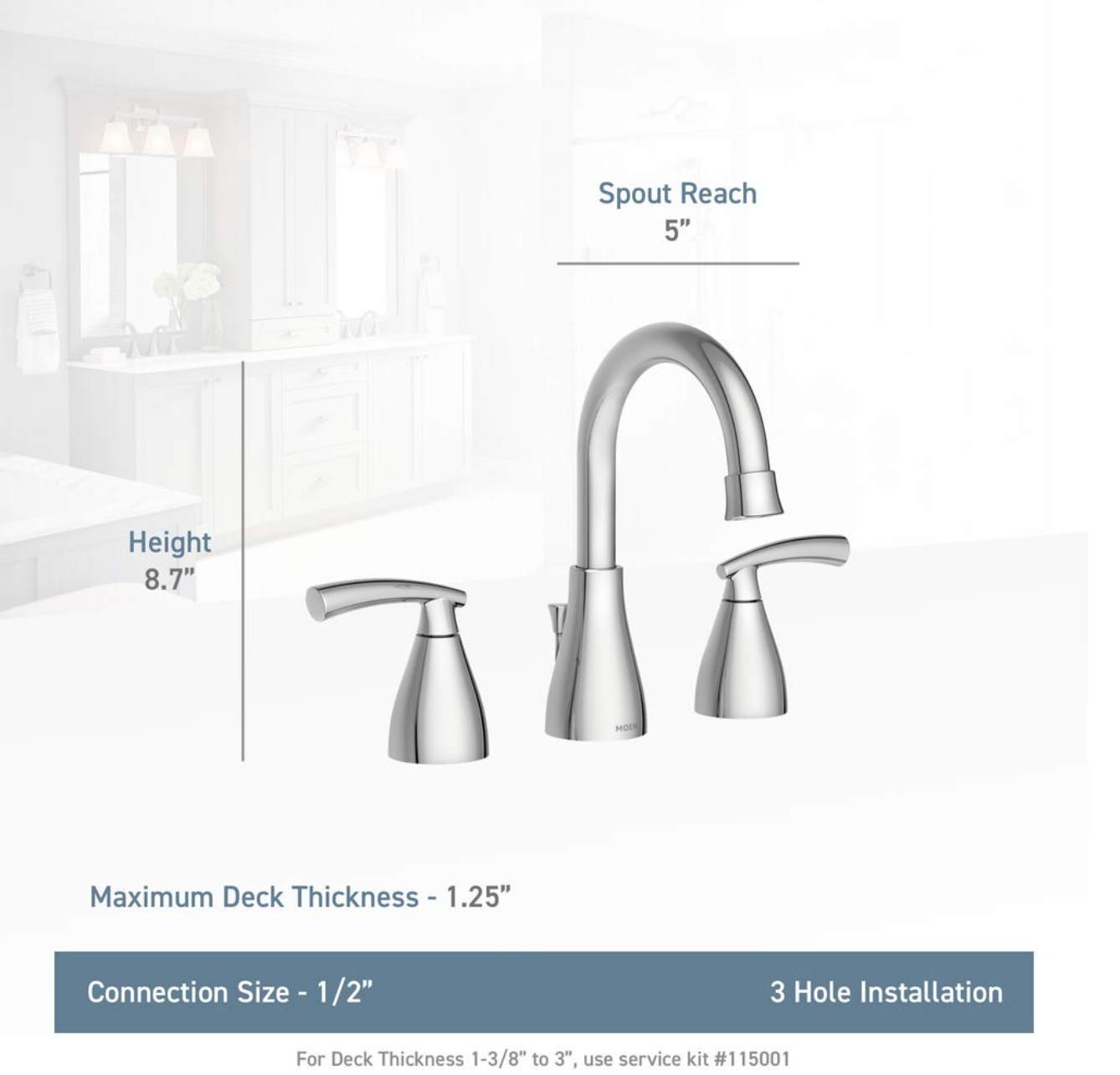 Moen Essie 84716SRN Widespread 2-Handle Bathroom Faucet in Spot Resist Brushed Nickel (Valve Included)
