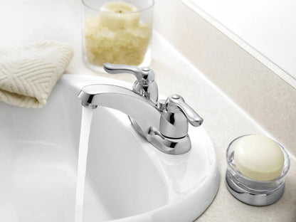 MOEN 8917 Double Handle Centerset Bathroom Faucet in Chrome (Drain Included)