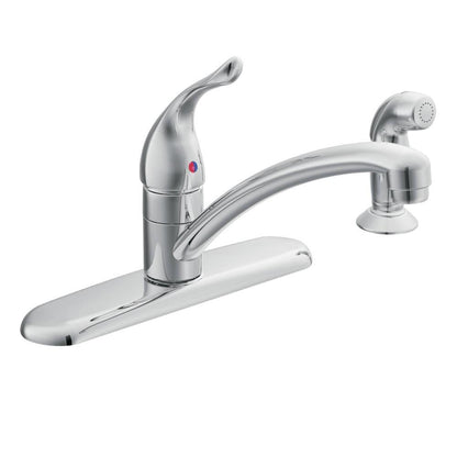 MOEN Chateau 7430 Single-Handle Fixed Kitchen Faucet with Side Sprayer in Chrome