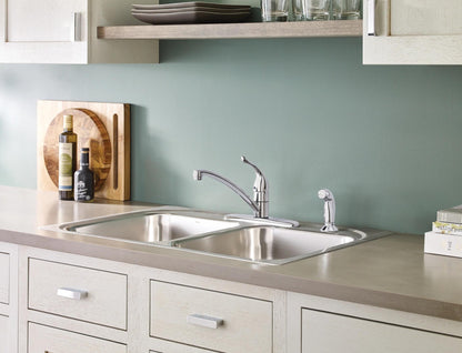 MOEN Chateau 67430 Single-Handle Fixed Kitchen Faucet with Side Sprayer in Chrome
