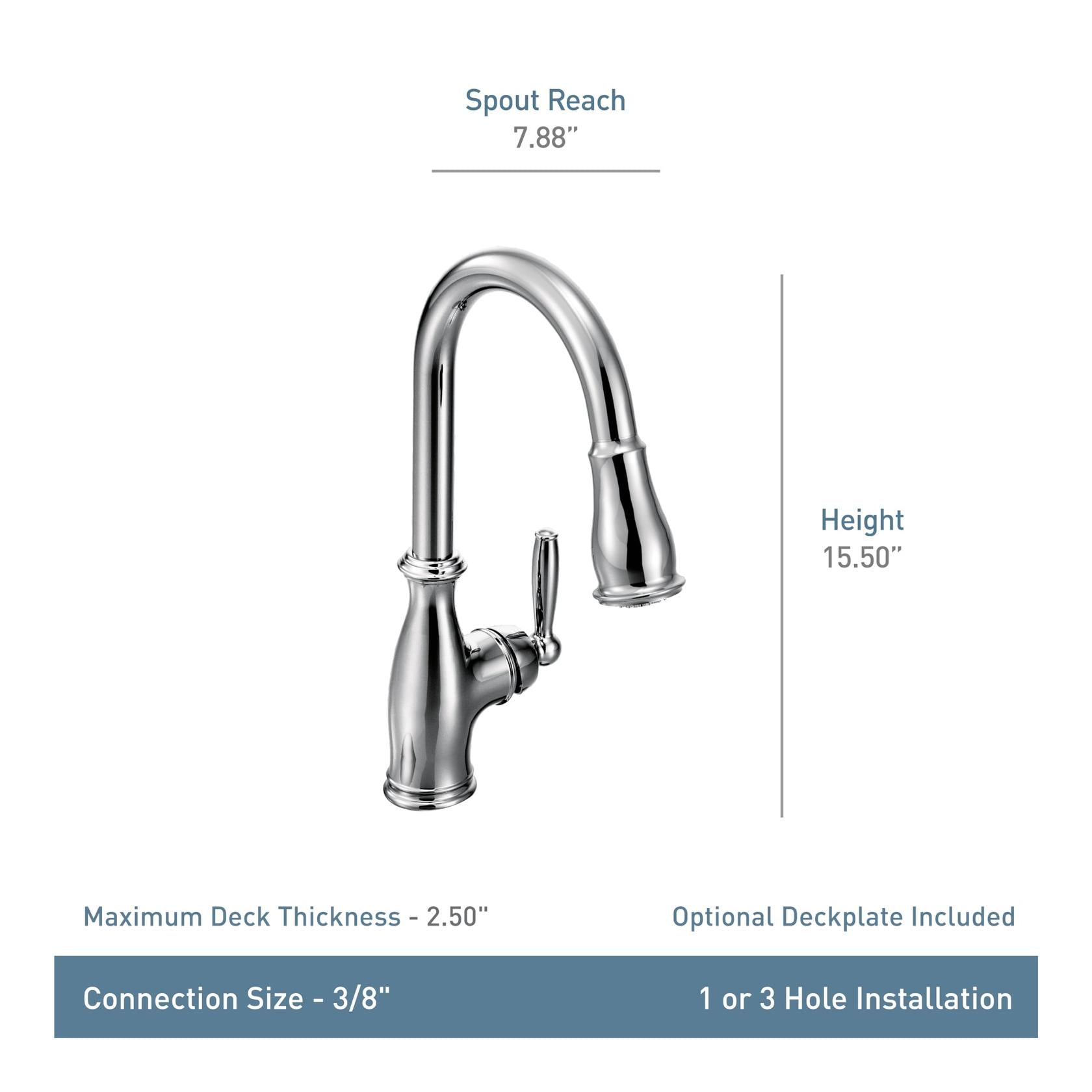 MOEN Brantford 7185C Single-Handle Pull-Down Sprayer Kitchen Faucet with Reflex and Power Boost in Chrome