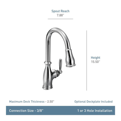 MOEN Brantford 7185ORB Single-Handle Pull-Down Sprayer Kitchen Faucet with Reflex and Power Boost in Oil Rubbed Bronze