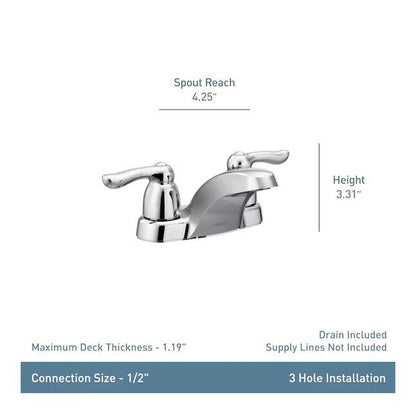 MOEN 8917 Double Handle Centerset Bathroom Faucet in Chrome (Drain Included)